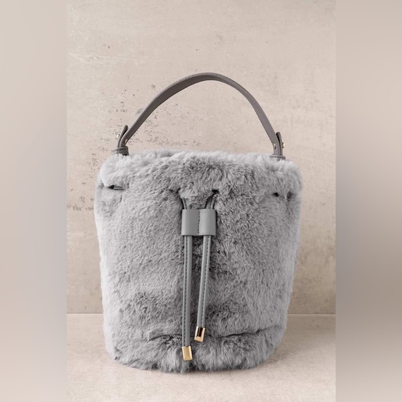 Pre-fur-ed Choice Grey Faux Fur Bucket Bag by Lulus - Picture 1 of 13